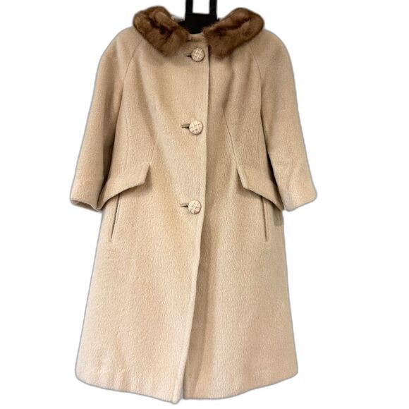 Vintage 1960s Mar-Del by Rice Coat - Fur Collar Swing Coat Size Medium - Picture 2 of 16